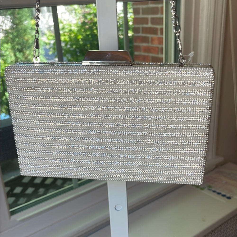 Nina Silver Crystal-Embellished Clutch